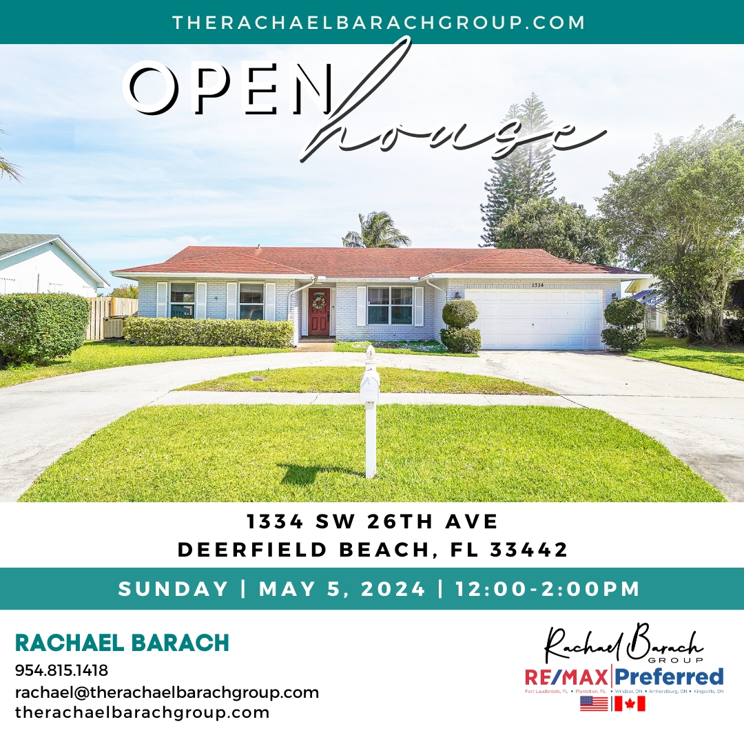 ⁣FOR SALE!!🎈OPEN HOUSE🎈

📆Sunday, May 5, 2024|⏰12:00-2:00PM

📍1334 SW 26th Ave, Deerfield Beach, FL 33442

3 beds🛌2 baths🛁$600,000💵

#TheRachaelBarachGroup
Rachael Barach: 954-815-1418⁣
Crystal Beatty Gargiulo: 954-465-8384⁣
#CrystalHeights #DeerfieldBeach #OpenHouse