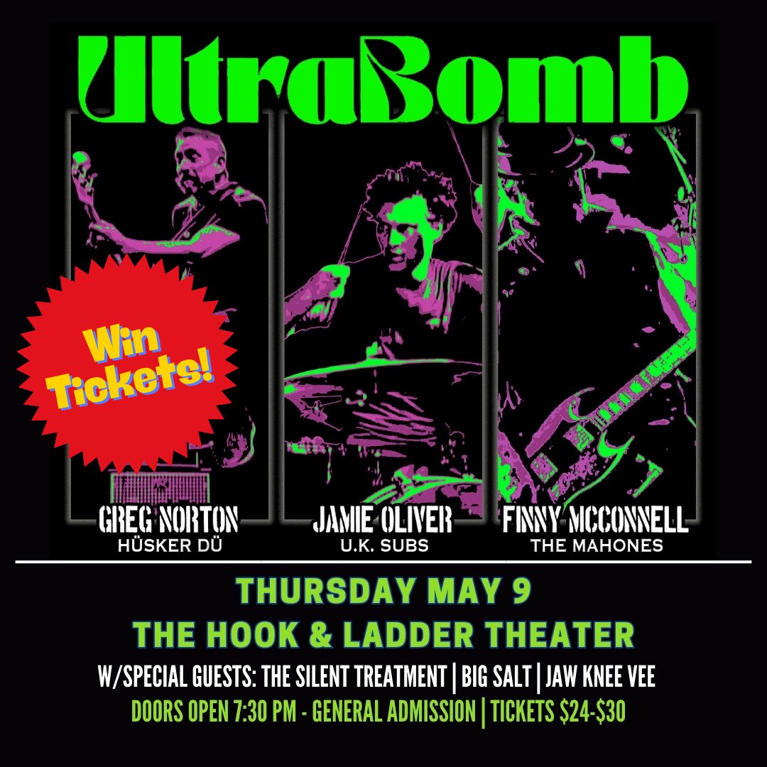 ***WIN TICKETS*** to UltraBomb with The Silent Treatment, Big Salt, and Jaw Knee Vee on Thurs May 9
----
ENTER HERE ->>   eb.toneden.io/nobool-present…
----
#Punk #PunkRock #Minneapolis #Minnesota #mnmusic #TheHookMPLS @bigsalt @jawkneevee #uksubs #themahones #hüskerdü @ultrabombmusic