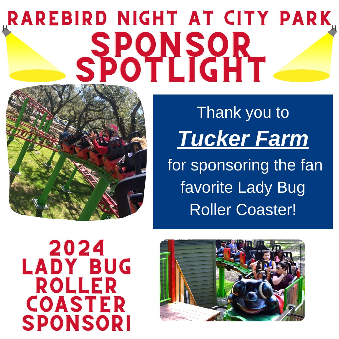 📣SPONSOR SPOTLIGHT📣 Special thanks to our 2024 Lady Bug Rollercoaster sponsor for AG Rarebird Night at City Park - Tucker Farm! Our ride sponsors make it possible for our AG Rarebird flock to enjoy the evening of May 23rd at the Carousel Gardens!