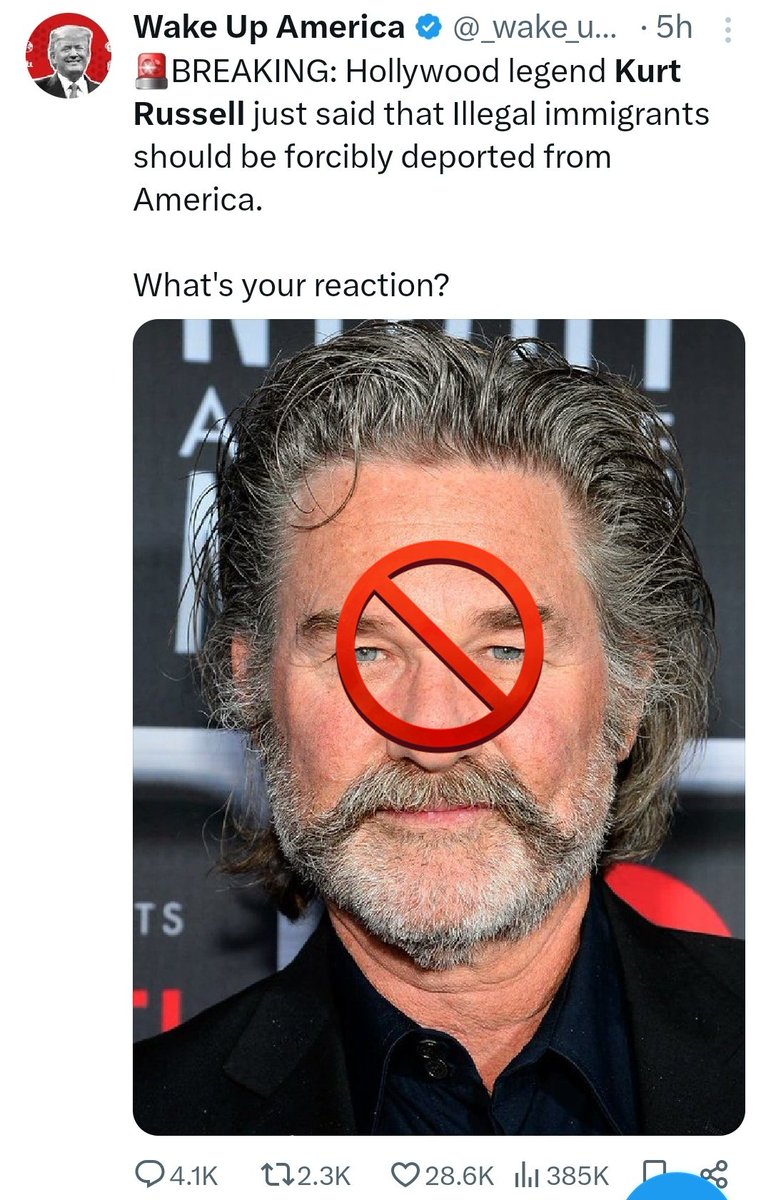 29k likes on tweet about a comment Kurt Russell doesn't appear to have made in any interview I can find.