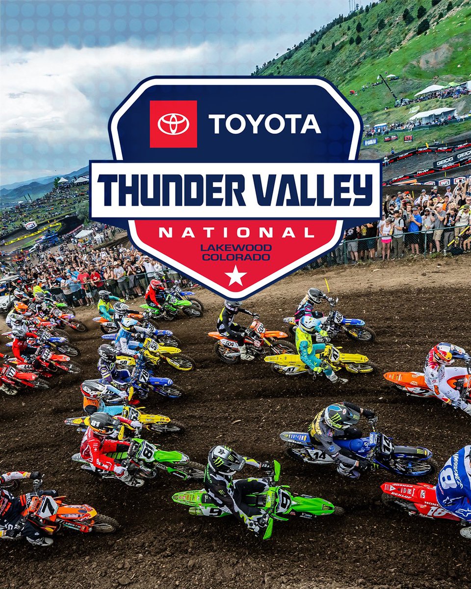 We are excited to announce that @Toyota returns as the title sponsor for the 20th running of the Toyota Thunder Valley National! 🏁 

Join us on June 8 at Colorado’s Thunder Valley Motocross Park for an electrifying third round of the 2024 Pro Motocross Championship.