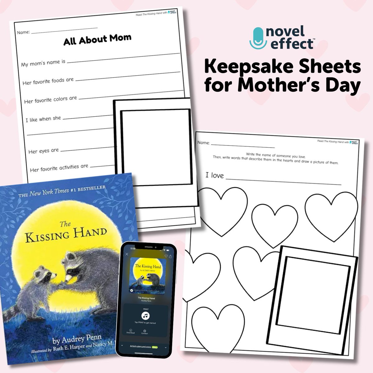 NO PREP Mother's Day Keepsakes for your lesson plans next week! Grab a copy to use after reading 'The Kissing Hand' with Novel Effect: buff.ly/4b0ISSX