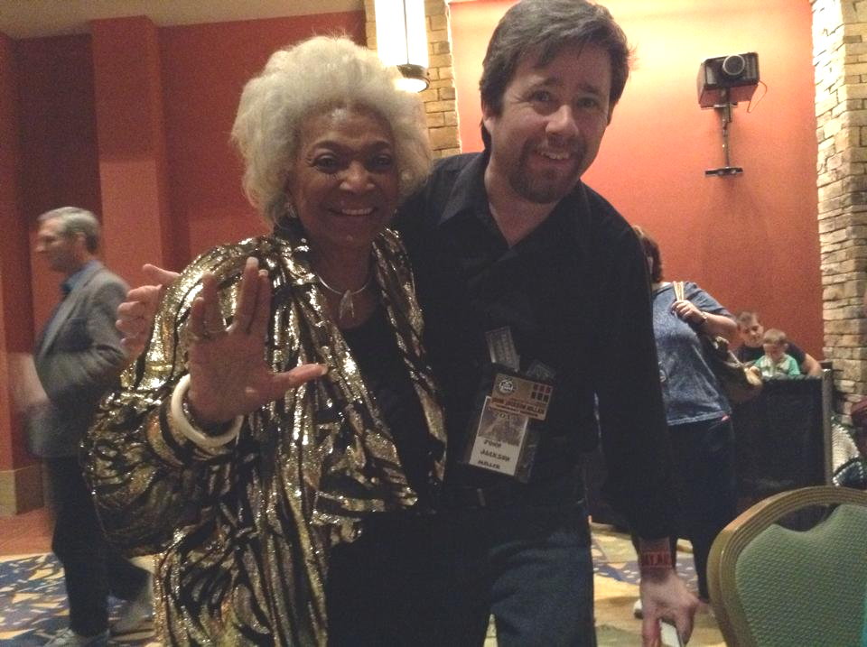A favorite memory: 10 years ago today I was in an event where guests went from one fan table to the next. I was always still jawing when Nichelle Nichols arrived, so she made a running gag of it. 'Here he is again!' 'Still at it!' 'You're holding up progress, son!' Unforgettable!