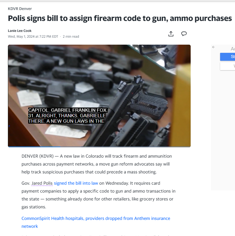 Yesterday, colorado governor polis, signed legislation to attach a code to gun and ammo purchases with banks and credit card companies. Compare and contrast to what Governor DeSantis did today..