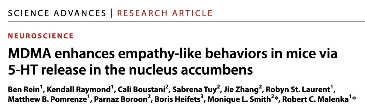Do you think Empathy, MDMA & 5-HT or Autism are interesting? Here is a🧵about our NEW PAPER! w/unpublished data & insider tidbits! Thank you @dr_brein @Jie_Neuro @parnazboroon @TheBorisLab @mCherryGarcia & twitterless colleagues science.org/doi/10.1126/sc…
