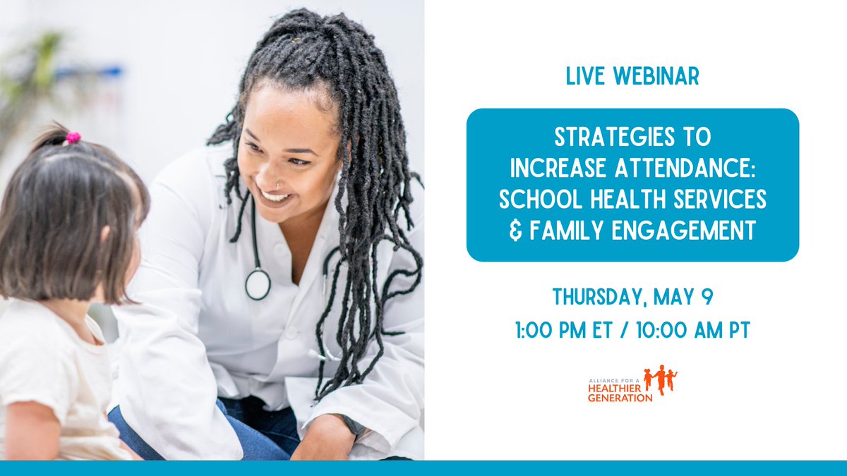 School Leaders: join us May 9 for a special discussion about the health-related causes of #ChronicAbsenteeism and ways your school can address attendance and student health through family engagement. Learn more: bit.ly/4d7mN6N #K12 #EdChat #AttendanceMatters