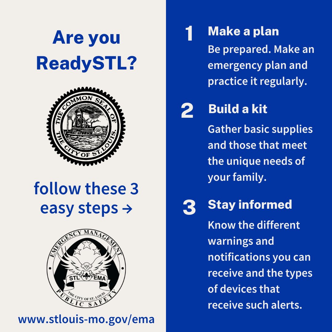 As the City of St. Louis is busy updating its outdoor emergency siren system, we encourage our residents to update their safety plans as well! Prepare for an emergency before it happens to help keep our communities safe in the event of a disaster.