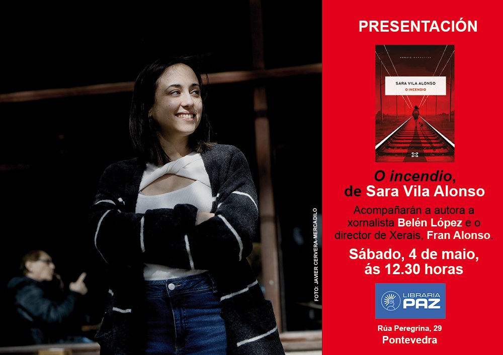 Pontevedra: presentación de O incendio, de Sara Vila Alonso: axendacultural.aelg.gal/2024/05/03/pon… @Xerais @LibrariaPaz @franalonso
