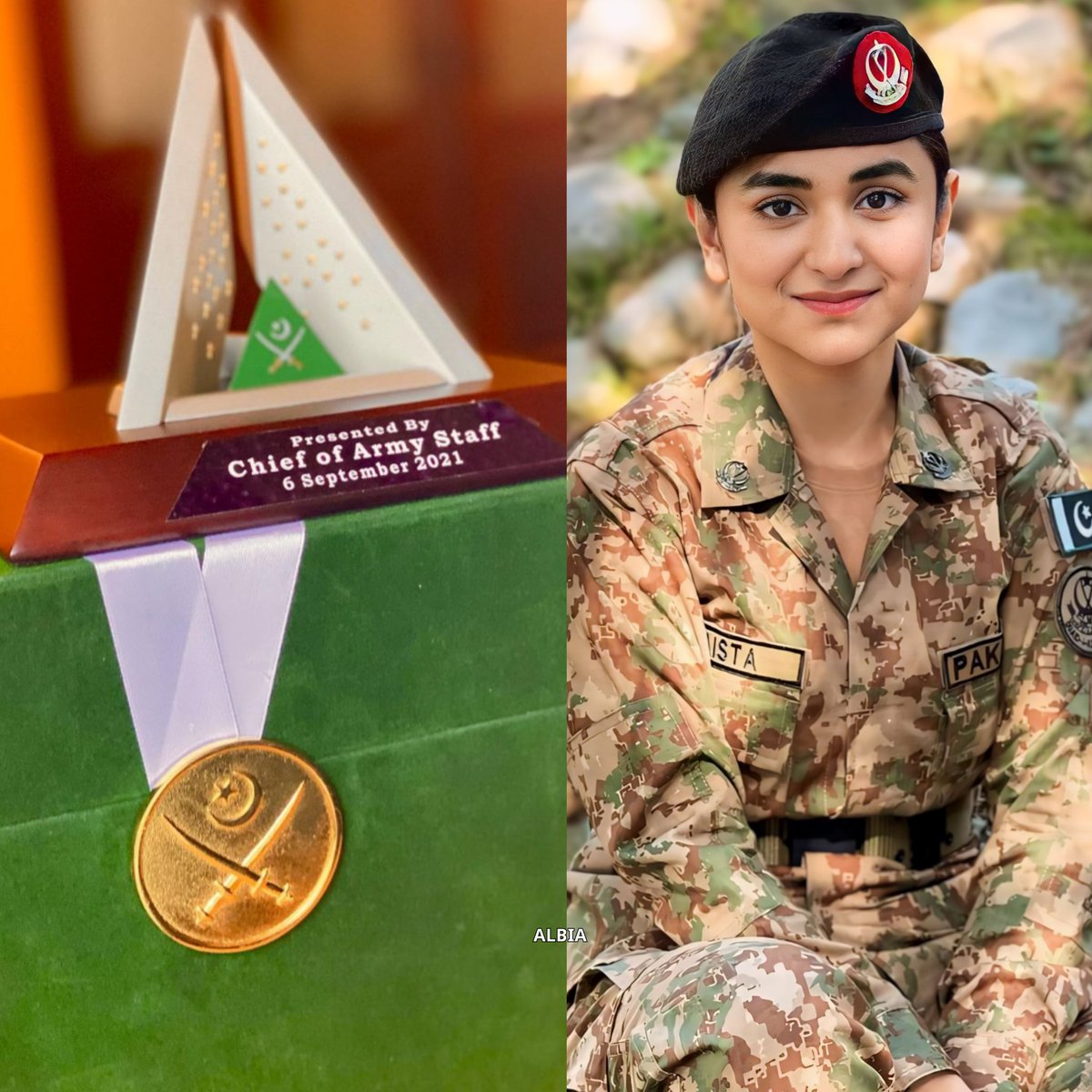 #YumnaZaidi was honoured with Special trophy on defense day by COAS General Qamar Jawad Bajwa for Sinf-E-Aahan (2021)

The way she transferred herself for the character of Shaista who's a brave pashtoon girl fighting her family traditions to join the army was commendable.