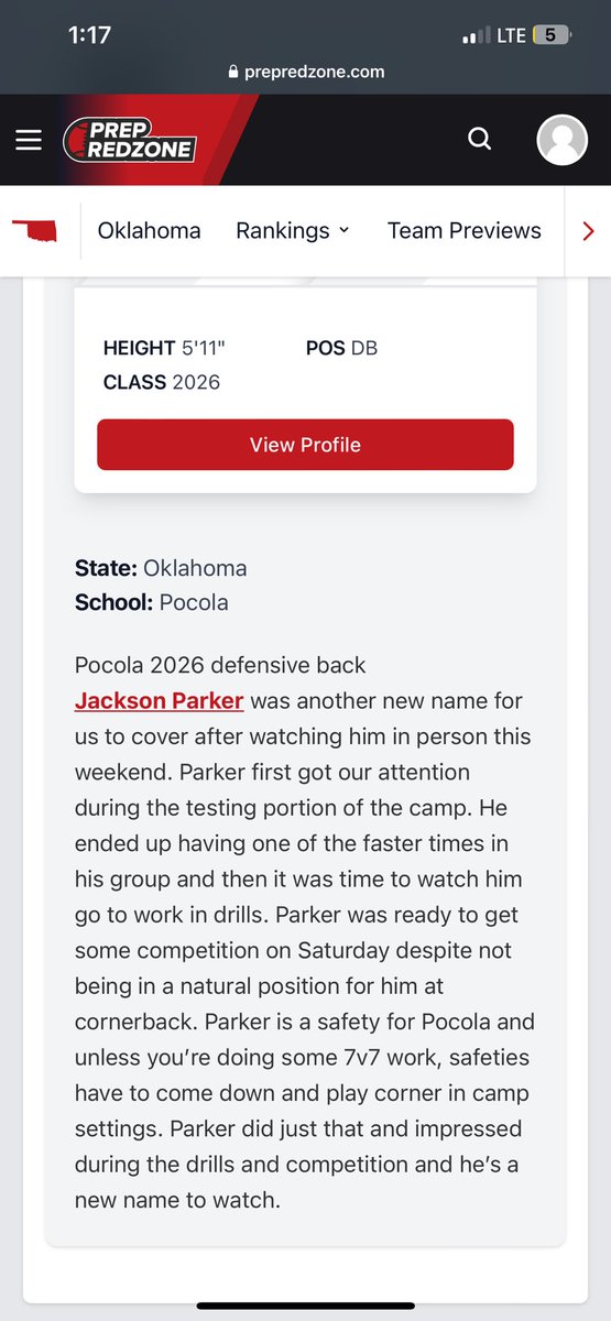 Very proud of @JacksonPar86927 for going out & competing well at @PrepRedzoneOK!!! Expecting a big year next year!!! 🔥🔥🔥 @pocola_football @radiojustinp @NE_Ok_HS_Sports @6starfootballOK @TFirme @Buck_SBLiveOkla @seancooper_C4