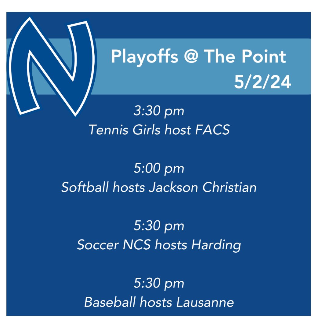 NCSThePoint's tweet photo. #PackThePoint for Playoff sports. Please note a moved up time for baseball tonight in anticipation of rain. Tickets are $8 for everyone. Get tickets through https://t.co/ZyOaiCxg2o. https://t.co/oVZOVdtHVq
