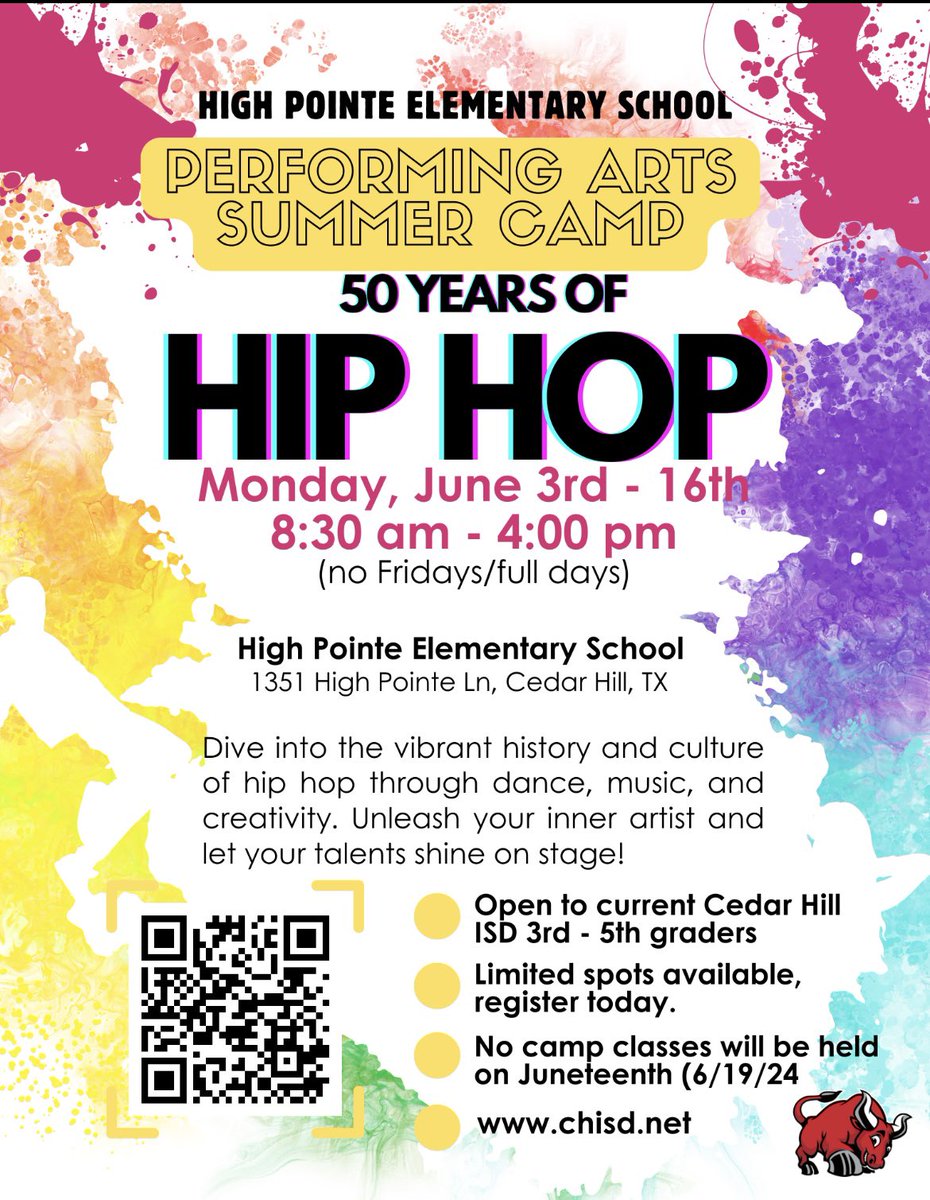 HighPointe_CHISD (@chisdhighpointe) on Twitter photo HPE Parents, if your child likes to sing, dance, and/or act, this is an opportunity for them to participate in a fine arts production. See the flyer and sign up quickly. Space is limited. We would love to have your child! #chooseHPEFineArts <a href="/LoweTyesha/">Tyesha Smith Lowe</a> <a href="/EdLeaderHK/">EdLeaderHK</a> <a href="/cedarhillisd/">Cedar Hill ISD</a> HPE Parents, if your child likes to sing, dance, and/or act, this is an opportunity for them to participate in a fine arts production. See the flyer and sign up quickly. Space is limited. We would love to have your child! #chooseHPEFineArts <a href="/LoweTyesha/">Tyesha Smith Lowe</a> <a href="/EdLeaderHK/">EdLeaderHK</a> <a href="/cedarhillisd/">Cedar Hill ISD</a>