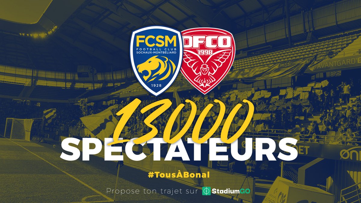🚨 OFFICIEL ! 13 000 places vendues pour Sochaux - Dijon ! #FCSMDFCO

Obtenez vos billets ▶️ billetterie.fcsochaux.fr