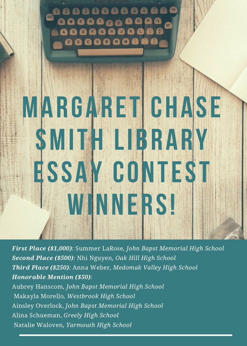 Congratulations to Summer LaRose ’24 (1st place), Aubrey Hanscom ’24, and Ainsley Overlock ’24, (honorable mentions), all winners in the Margaret Chase Smith Essay Contest.