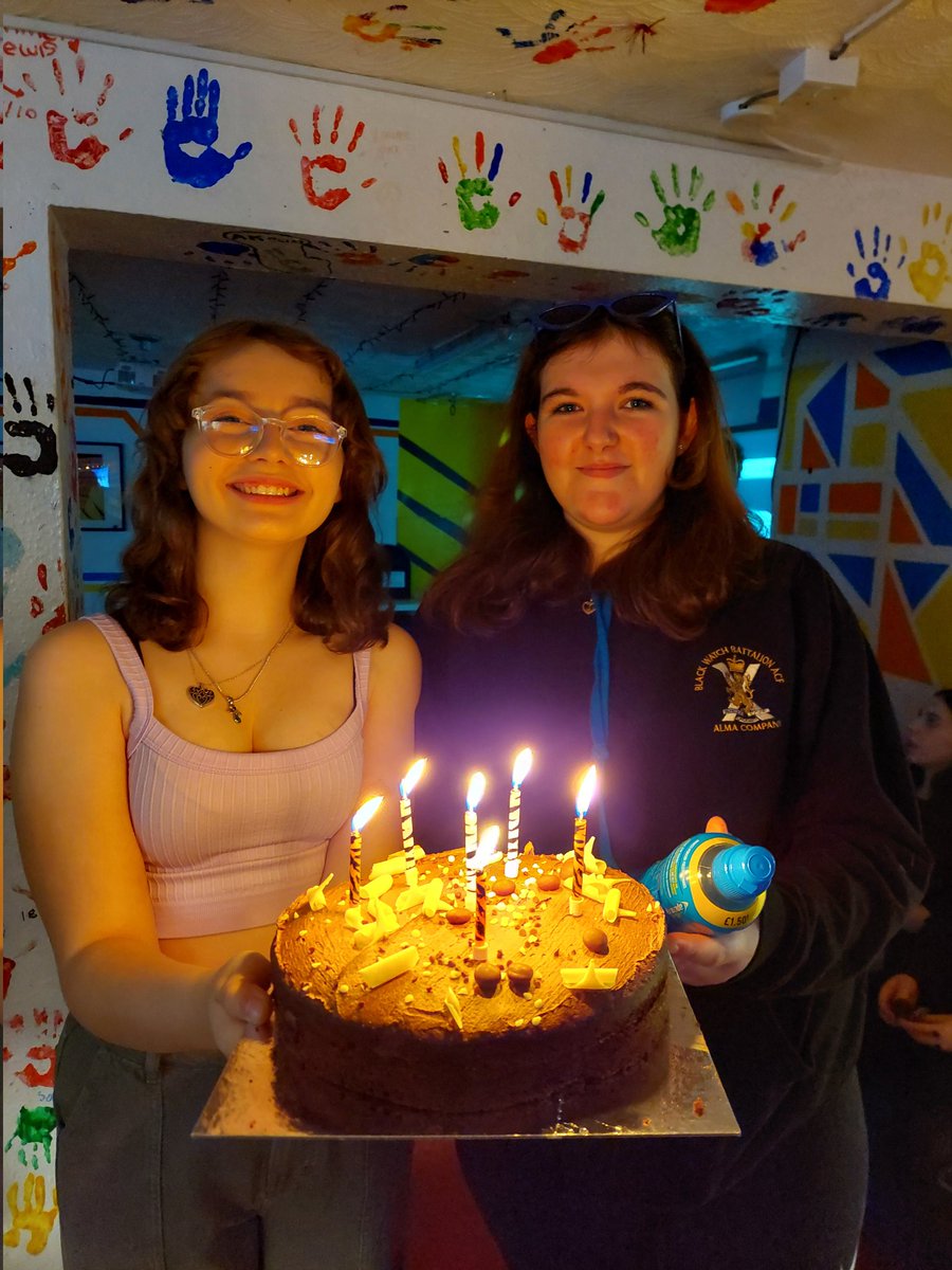 Birthday celebrations during S2 Plus Night tonight in Crieff! #logos2024 #happybirthday #chocolatecake @CrieffHigh @pkcyouthwork @GannochyTrust