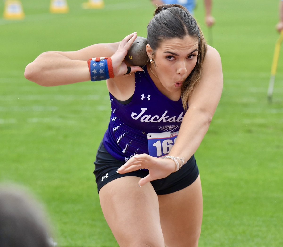 Jacksboro's Landrie Valenzuela claims the bronze in the Class 3A girls shot put at the UIL State track and field meet in Austin. @Hull_TRN @JISDSocialMedia