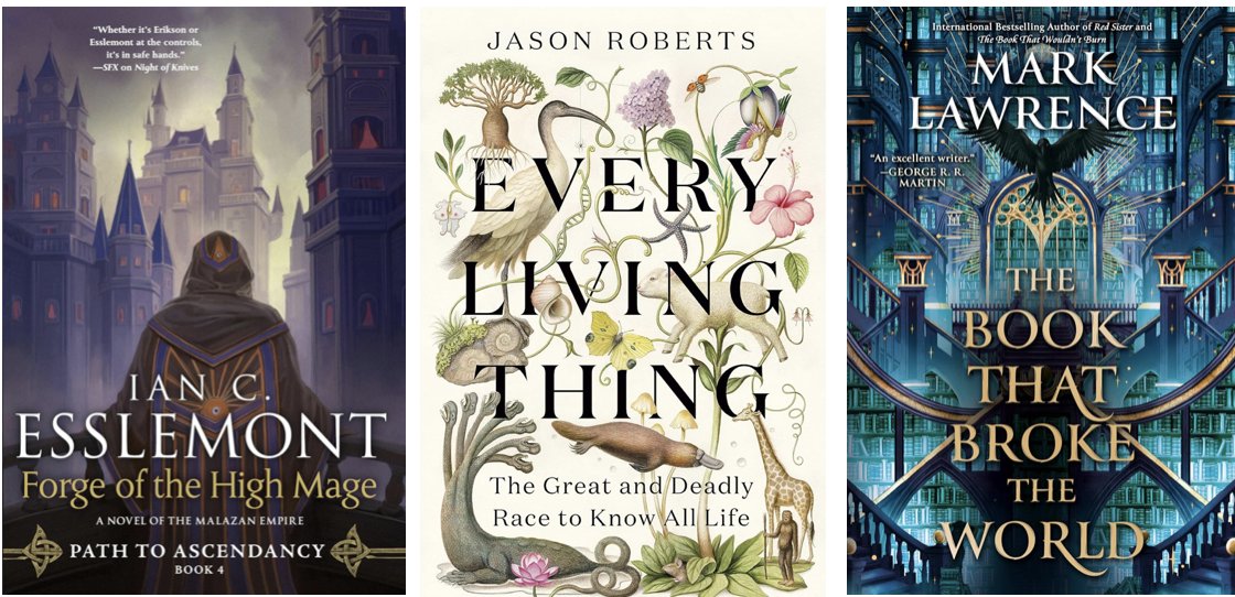 It's our monthly giveaway -- drop us a line re your favorite April reads!
mine:
Ian C. Esslemont's Forge of the High Mage
Jason Roberts' Every Living Thing
Mark Lawrence’s The Book That Broke the World

fantasyliterature.com/giveaway/givea…

<a href="/itsJason/">Jason Roberts</a> <a href="/torbooks/">Tor Books</a>