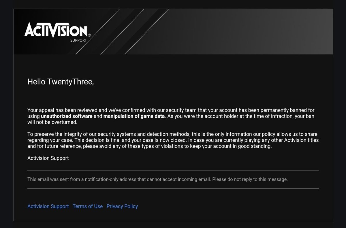Sanj008i's tweet photo. @ATVIAssist I've been a loyal cod player over a decade, never cheated, never used anything but my PS and controller, my K/D ain't anything special, pretty average and you ban my account permanently. It doesn't make sense. And who is TwentyThree? Not even my name. Please explain.. https://t.co/NpXNSgqnpr