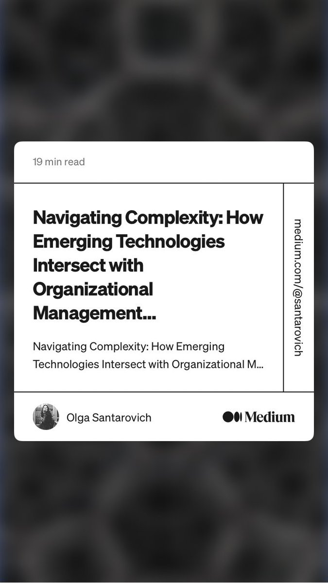 #Complexity #EmergingTechnologies #OrganizationalManagement #AI #Blockchain 
medium.com/@santarovich/n…