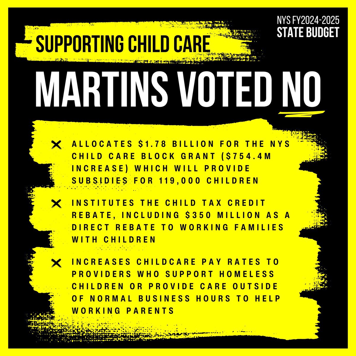 With childcare costs on the rise, we need to be doing everything in our power to give working families the resources they need to provide for their kids. @jackmartinsny clearly just doesn’t get it.