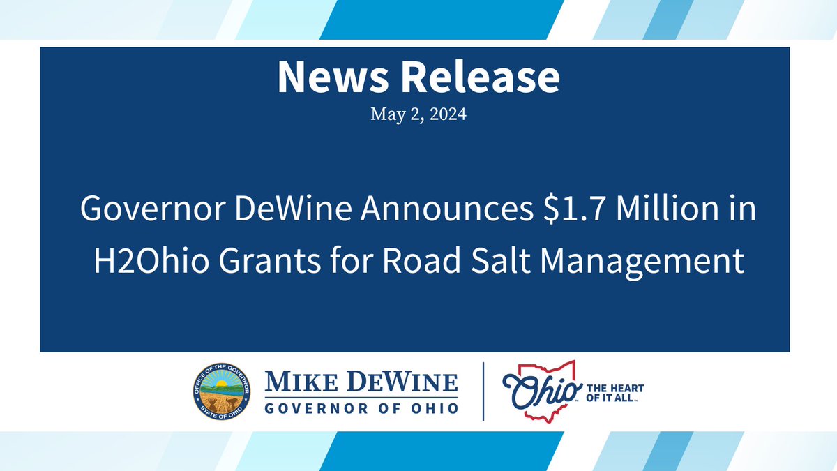 Reducing road salt runoff is important for water quality. That’s why we’re putting @H2Ohio dollars into the hands of governments and municipalities to upgrade road salt equipment and storage to prevent salt from seeping into our rivers and waterways. More details:…