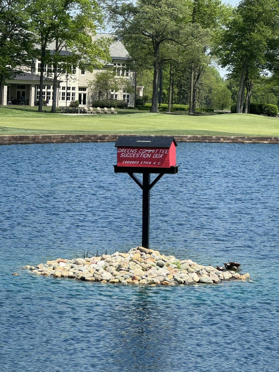 The course suggestion box in the middle of the water at Crooked Stick GC is fantastic lol