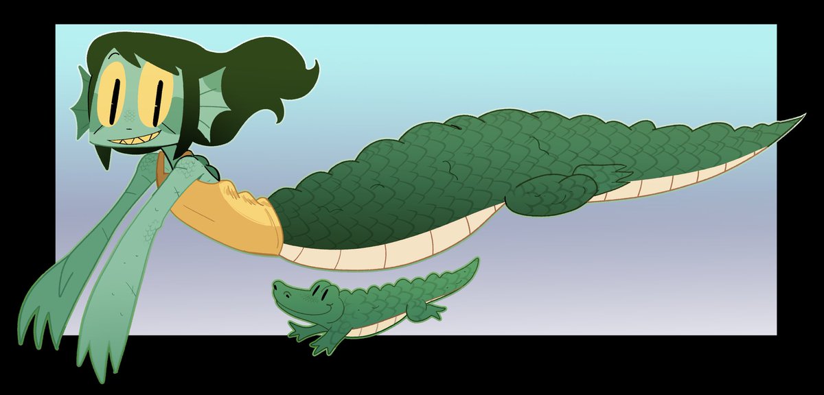 Happy mermay! I feel like now is a good time to share my alligator-mermaid OC! 🐊💚