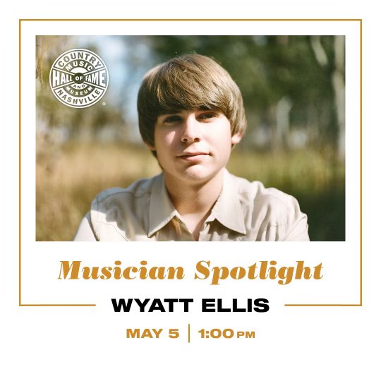 Sunday, May 5 at 1:00 p.m., I’m joining the @countrymusichof in the Ford Theater where I’ll play a few songs and talk about my career as a musician. The program is included with Museum admission, and you can learn more and reserve your seats here: countrymusichalloffame.org/calendar/music…