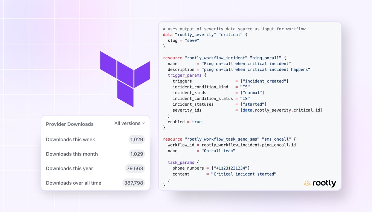 We've updated our leading #Terraform provider to support Rootly On-Call, enabling engineering teams to manage their on-call schedules and escalation policies directly in code alongside the rest of their incident management setup 🦾 Learn more: bit.ly/3WrRXQm