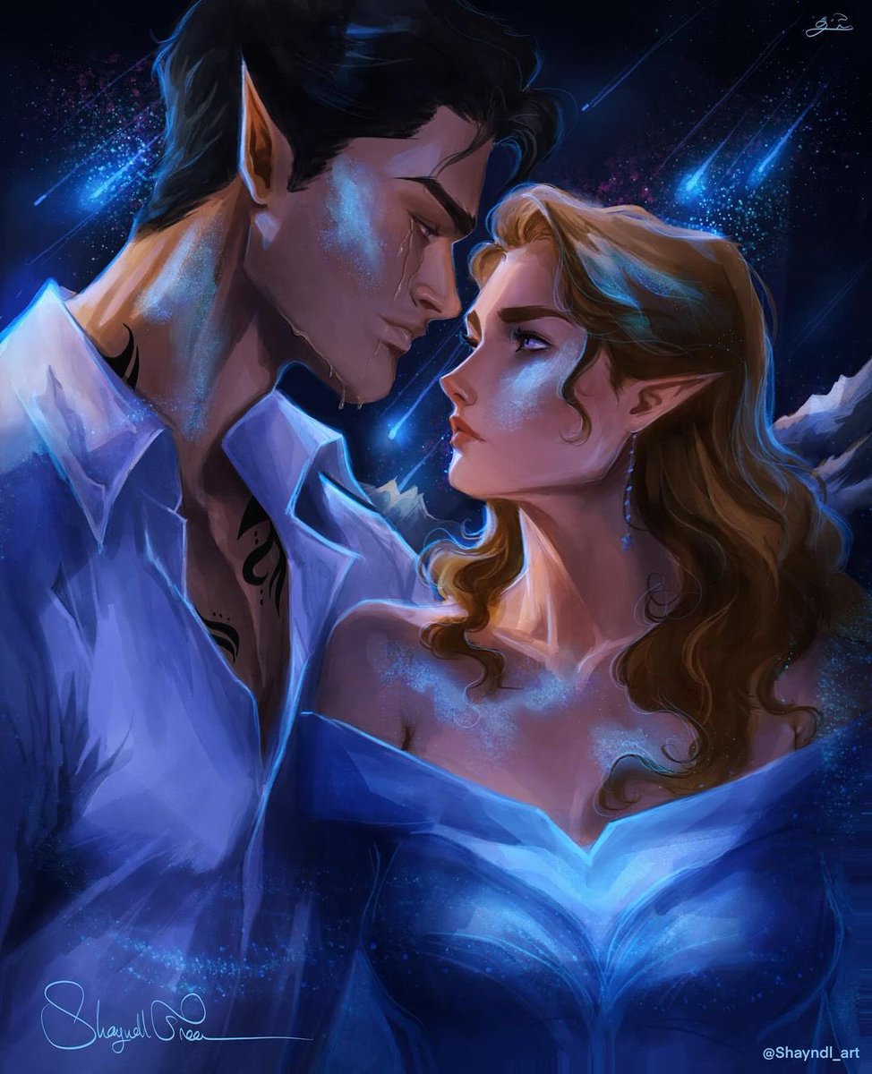 “The stars cascaded over us, filling the world with white and blue light. They were like living fireworks, and my breath lodged in my throat as the stars kept on falling and falling.”

art by shayndl_art