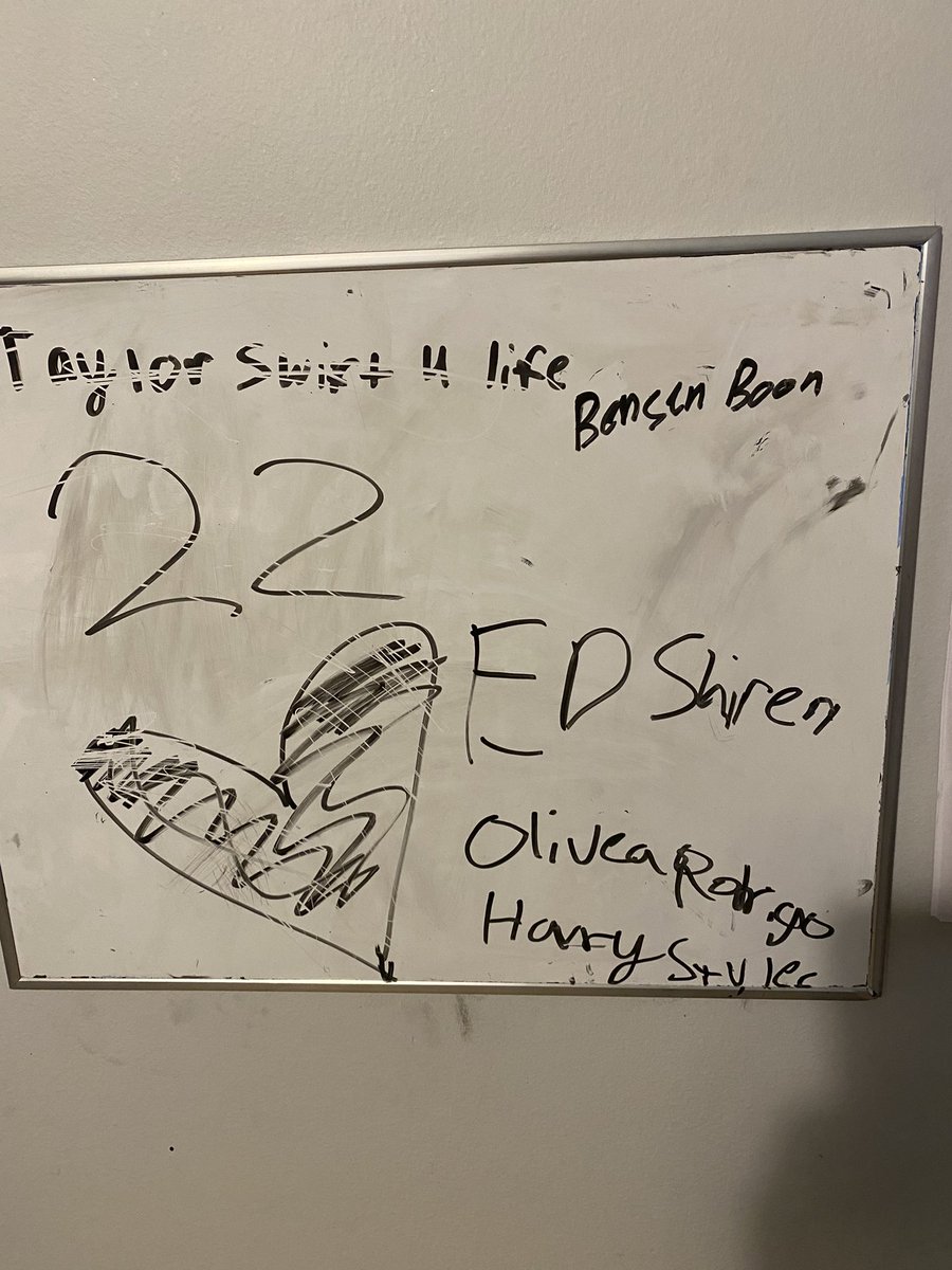 8 says “dad, I wrote some concerts I want to go to on my board”…her whiteboard