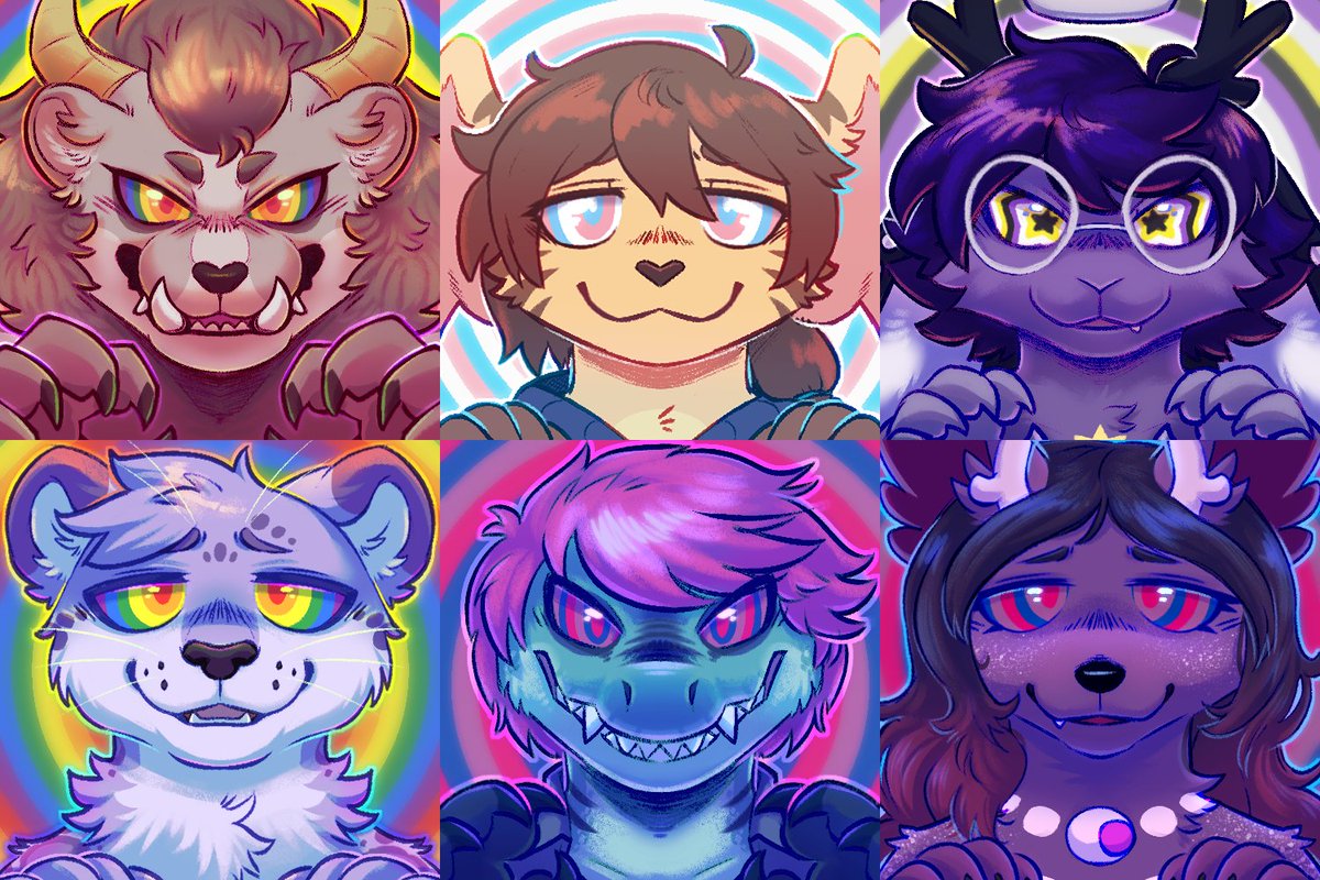 i am once again OPEN for hypno pride icons! 🌈 💞 4️⃣0️⃣ flat / 6️⃣0️⃣ shaded! 💞 any species! 💞 1 or 2 flags (eyes + bg!) 💞 comes with an animated version! dm me or fill out the form below if you're interested! ⤵
