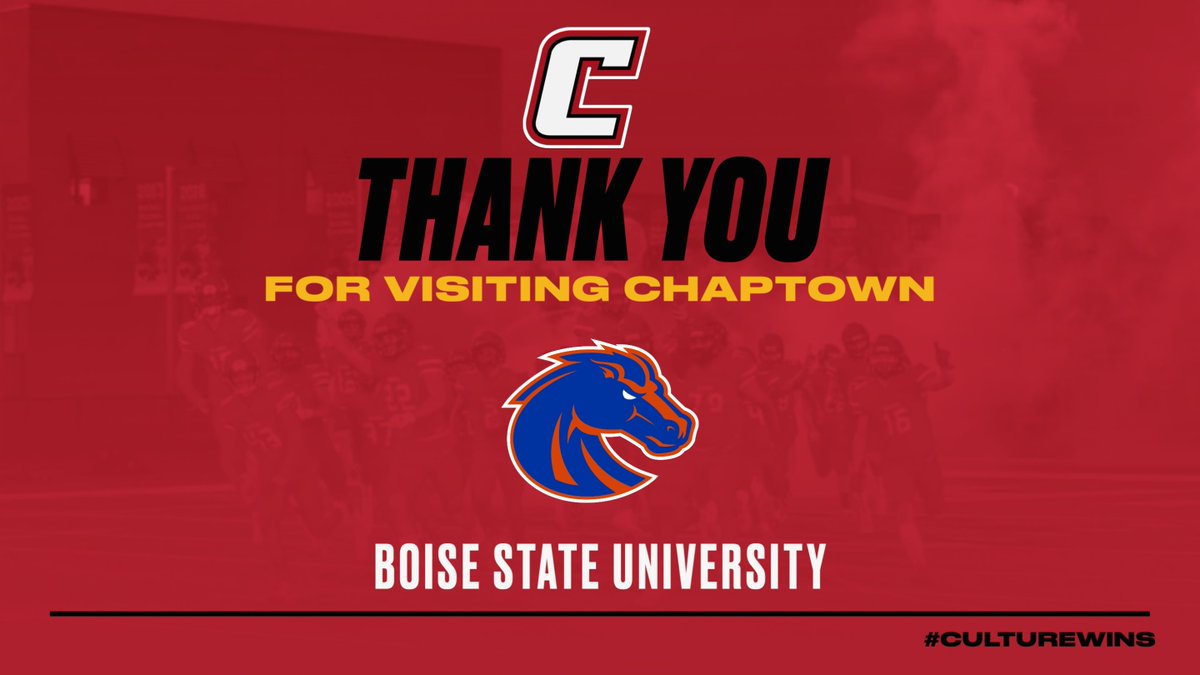 Thank you to Boise State coming through Chaptown to recruit our football players! #ChapFootball #GoBirds #RTB #CultureWins