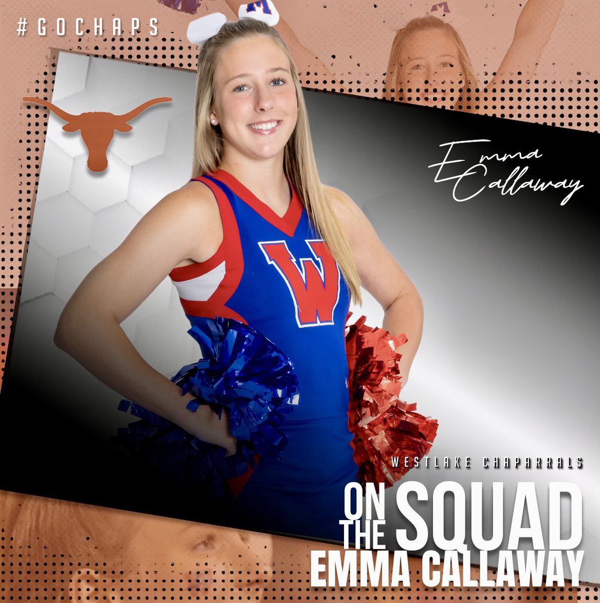 Shoutout to Westlake Cheer’s Emma Callaway as she will continue her academic and cheerleading career at the University of Texas at Austin. Congratulations, Emma. #GoChaps #HookEm