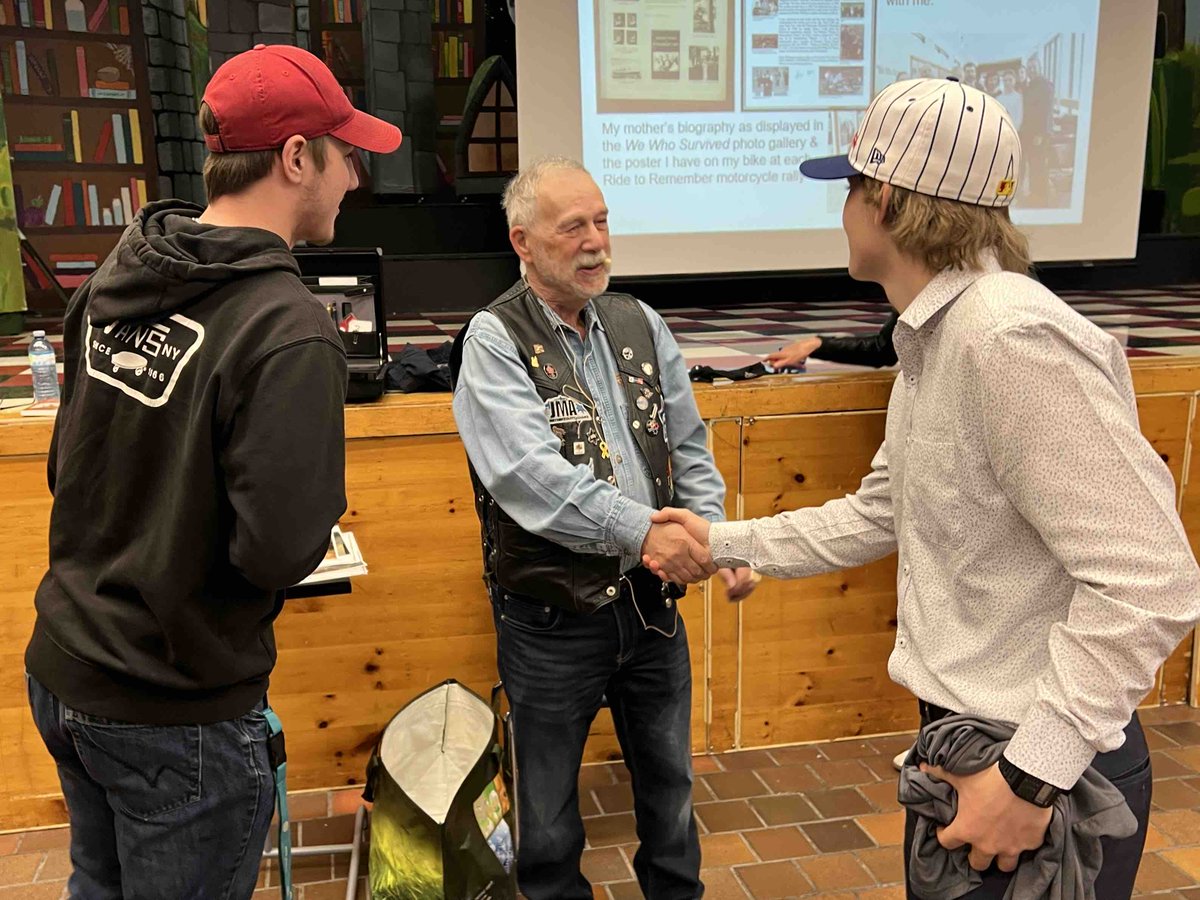 May is Canadian Jewish Heritage Month, and Reti is visiting 5 #UCDSB secondary schools to share his powerful story about surviving the holocaust when he was 2. Today, he shared his experience with Glengarry District High School students. @CanadianFSWC