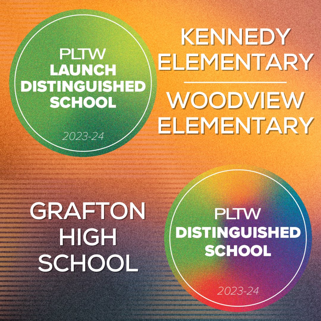 KES and WES have been recognized as 2023-24 Distinguished Launch Schools by @PLTWorg, acknowledging their commitment to the district's elementary science curriculum. GHS has again been named a 2023-24 Distinguished School for its PLTW Biomedical Science and Engineering programs.