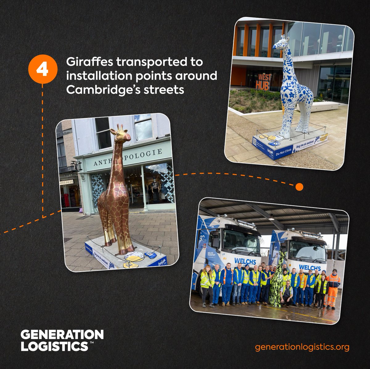 91 giraffes walk into a city centre 🦒 The sculpture trail supports @break_charity, made possible by @welchtp, the events as the logistics partner who moved these mighty beasts! Head to Cambridge to catch a glimpse before 2nd June 👀 @breaktrailcambs #CambridgeStandingTall