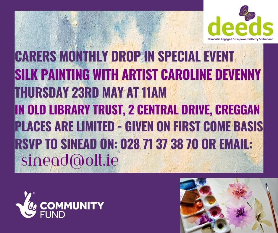 Our @OLTHLC @TNLComFundNI DEEDS Project carers monthly drop in for May💚🌈☀️