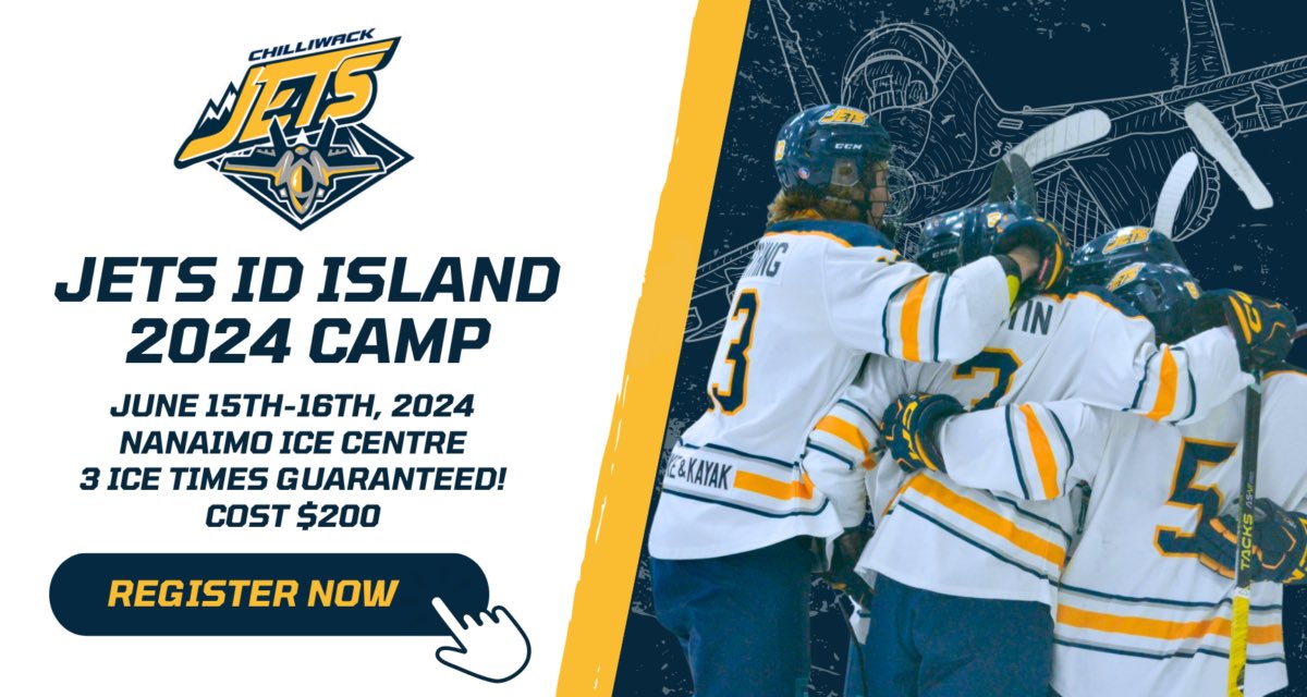 The Chilliwack Jets have announced the date of their new Vancouver Island ID Tryout Camp. This will be your only chance to attend a walk-on open tryout camp for the Chilliwack Jets, with limited availability to attend. The Camp will be held on Saturday, June 15th to Sunday, June