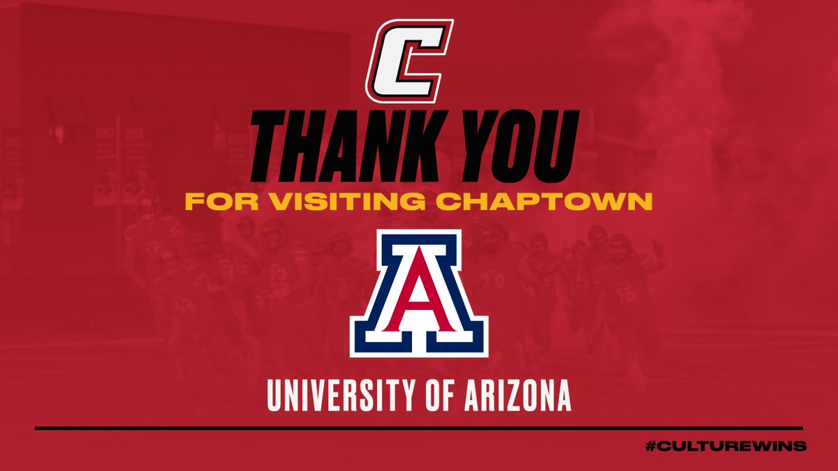 Thank you to the University of Arizona for coming through Chaptown to recruit our football players! #ChapFootball #GoBirds #RTB #CultureWins