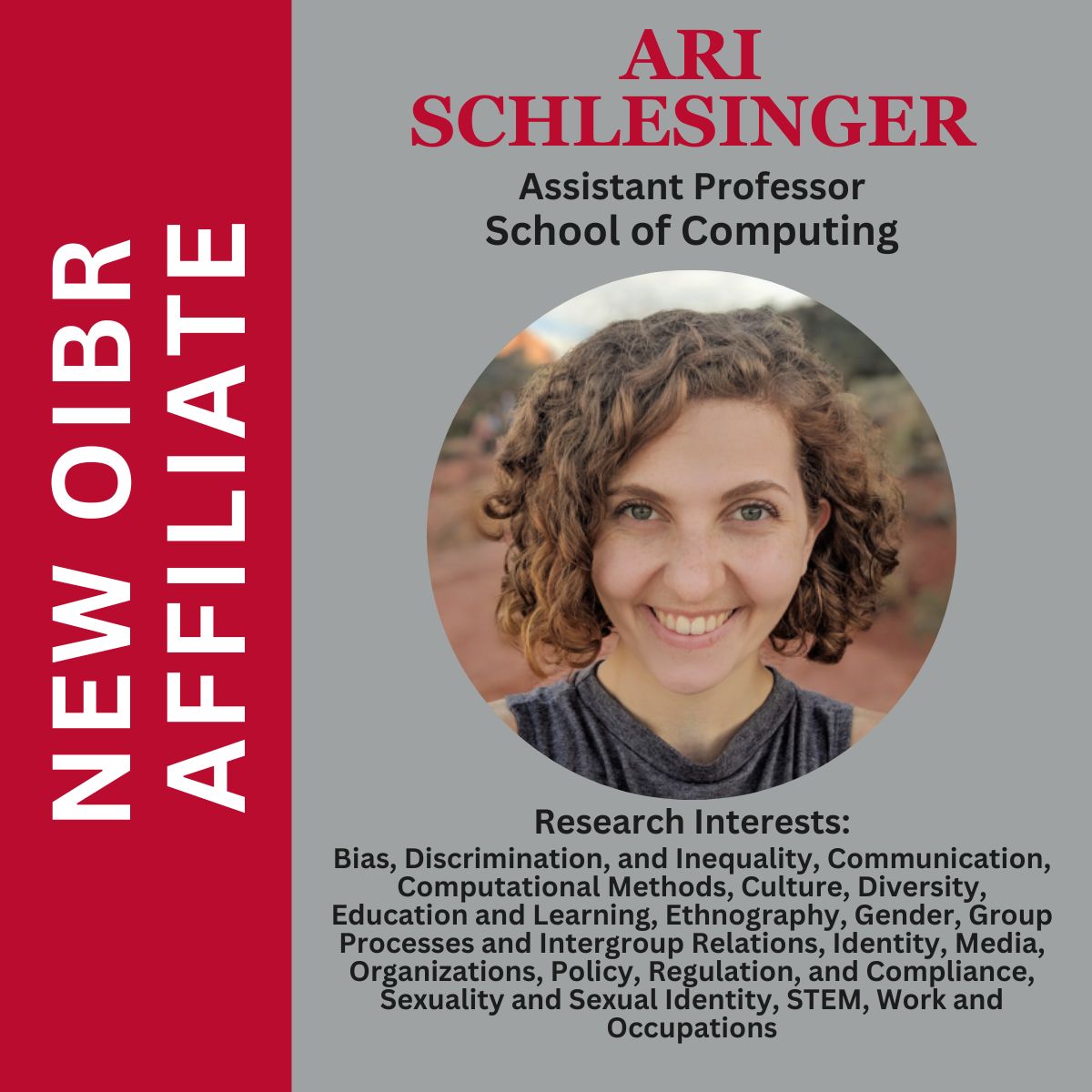 OIBR welcomes @arischlesinger, UGA Assistant Professor in the School of Computing, as a new Affiliate with the institute. #socialscience #behavioralscience