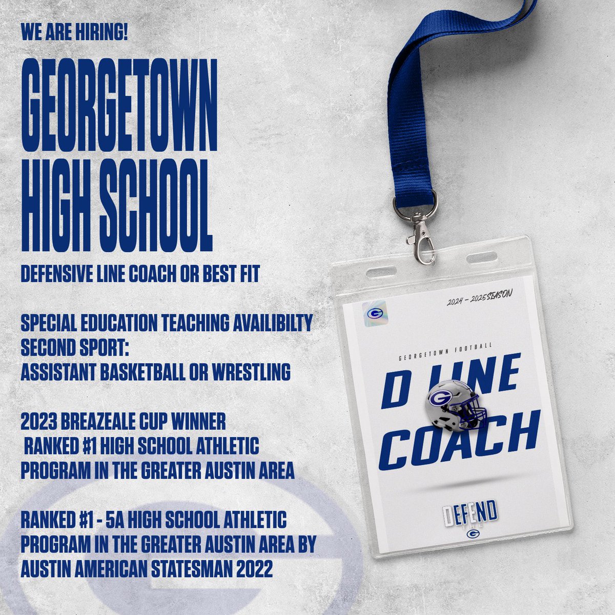 Email griffinc@georgetownisd.org or floresj1@georgetownisd.org if interested!