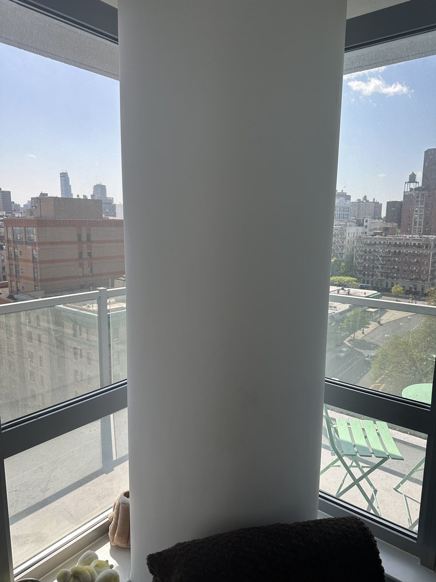do I know any woodworkers in new york who would be down to make custom shelves for me? I want to make a wraparound shelf for this round pillar to put plants on - dm me if you have examples of your work and could tackle this :)