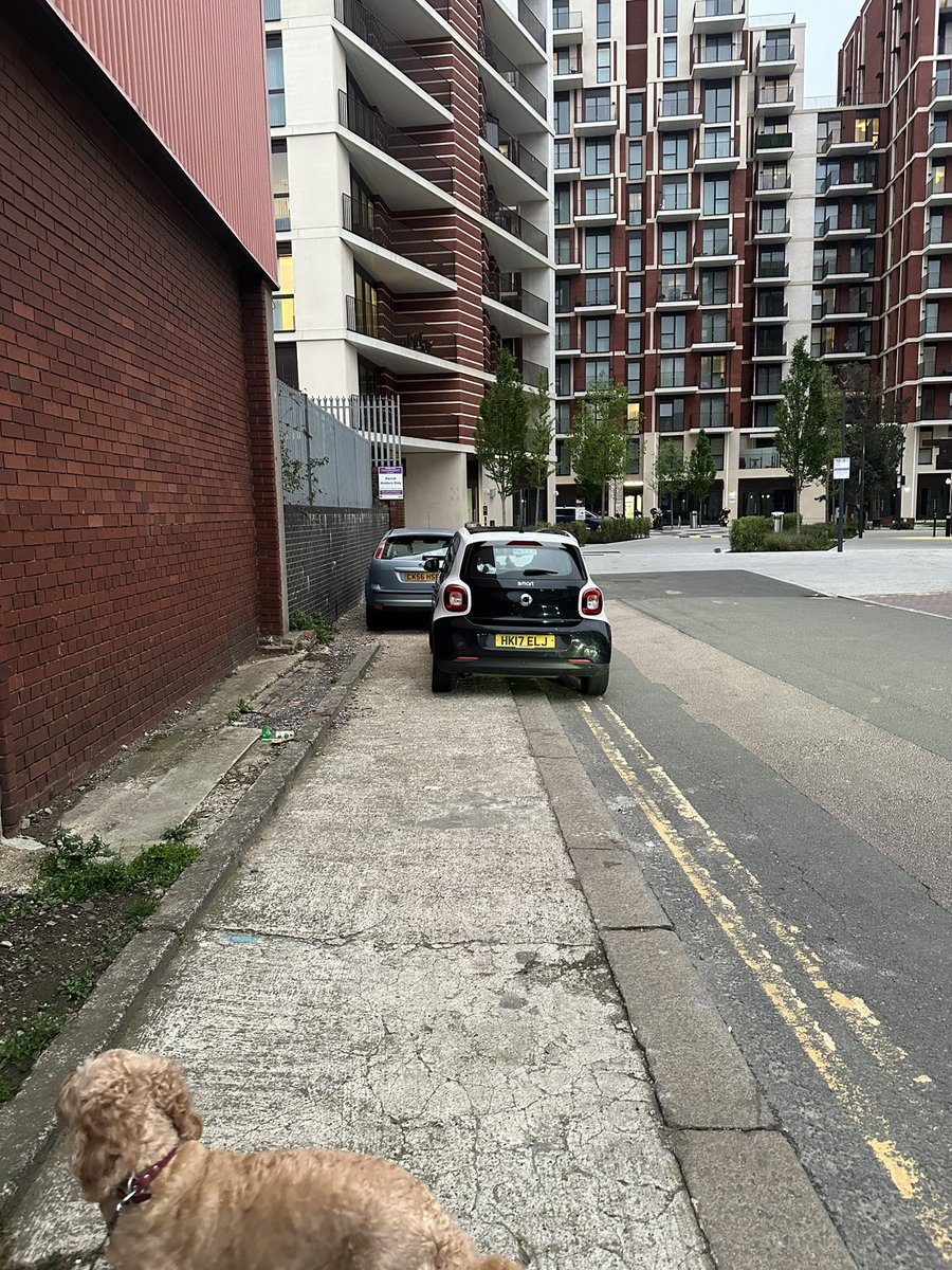@wandbc 
I keep seeing my partner have to  use the middle of the road while cars are parked on the kerb, until when?
Location is at Sleaford Street 
#Wandsworth
