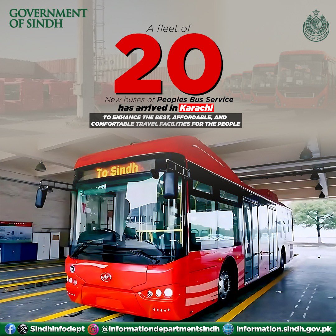 Exciting news for the people of Sindh! Under the leadership of @SindhGovt, new buses have arrived in Karachi, marking a significant step towards improved transport services.This visionary initiative by Chairman @BBhuttoZardari reflects the commitment to enhance public