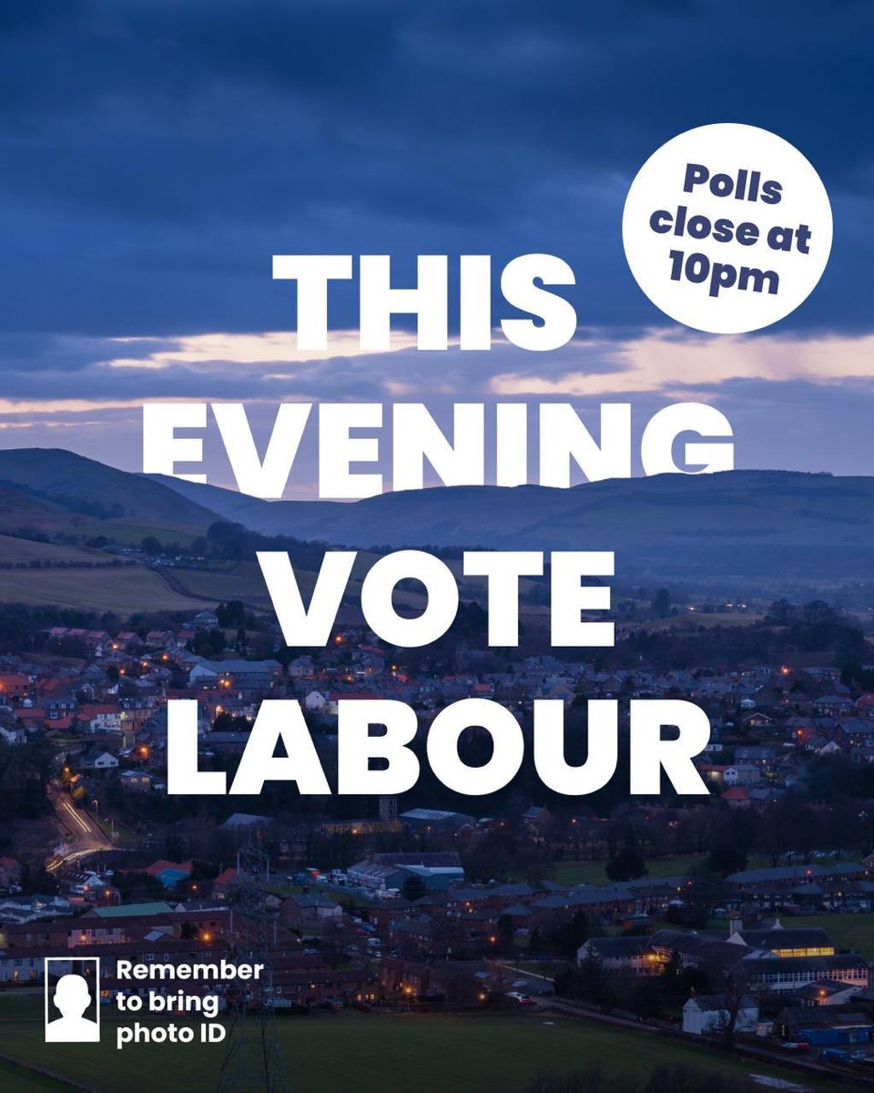 Polls close at 10pm tonight. There is still time to vote. All you need is photo ID. #VoteLabour 🌹