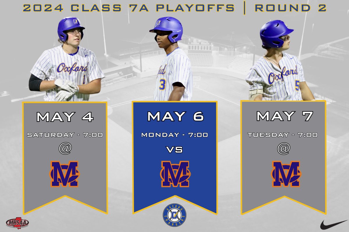OxfordBaseball1's tweet image. 2nd Round Dates and Times have been set!