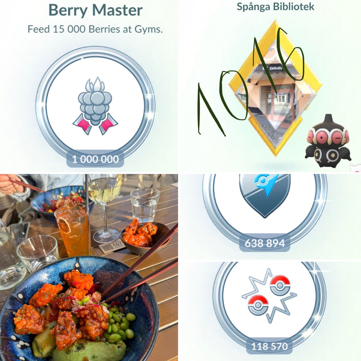 Celebrating 1.000.000 Berry Master with @AliBaburt and an very nice Chicken Karaage Bowl

Berry Master 1.000.000
Gold Gym 1016
Gym Leader 638.800
Battle Girl 118.500

#pokemonGo #goldGyms #meetYouOutThere

@NianticLabs @johnhanke @MichaelSteranka @MxKestrel Gold Gym medal pls 😅