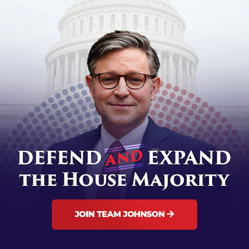 MikeJohnson's tweet photo. The radical left’s attacks against our Republican House majority are picking up – and they’re only going to get worse! Team Johnson is relying on patriotic supporters like you to preserve America’s greatness and EXPAND the Republican majority!