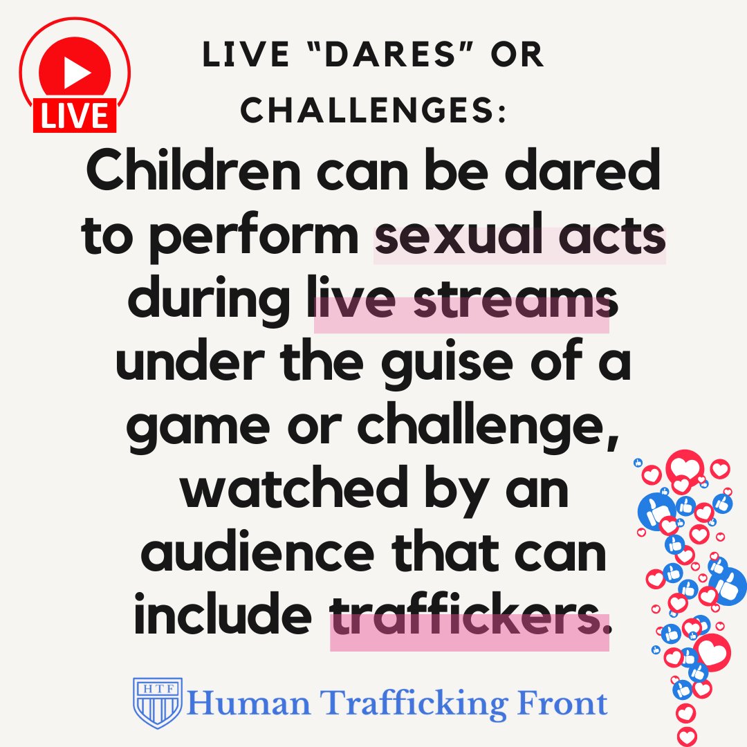 🚨 Online 'live dares' can expose children and youth to traffickers.#OnlineSafety #ProtectKidsOnline #ParentingTips #StayVigilant #EndOnlineChildExploitation #Trafficking #HumanTrafficking #ChildSexTrafficking #OnlineChildSexualExploitation #Traffickers #OnlineChildSexTrafficking
